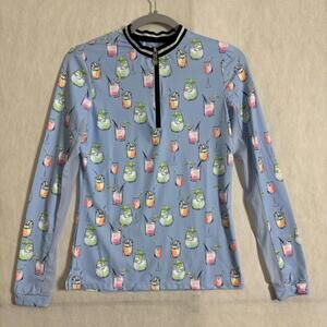 Kastel Denmark Women's Small Drink Print Polyester 1/4 Zip Long Sleeve Sun Shirt